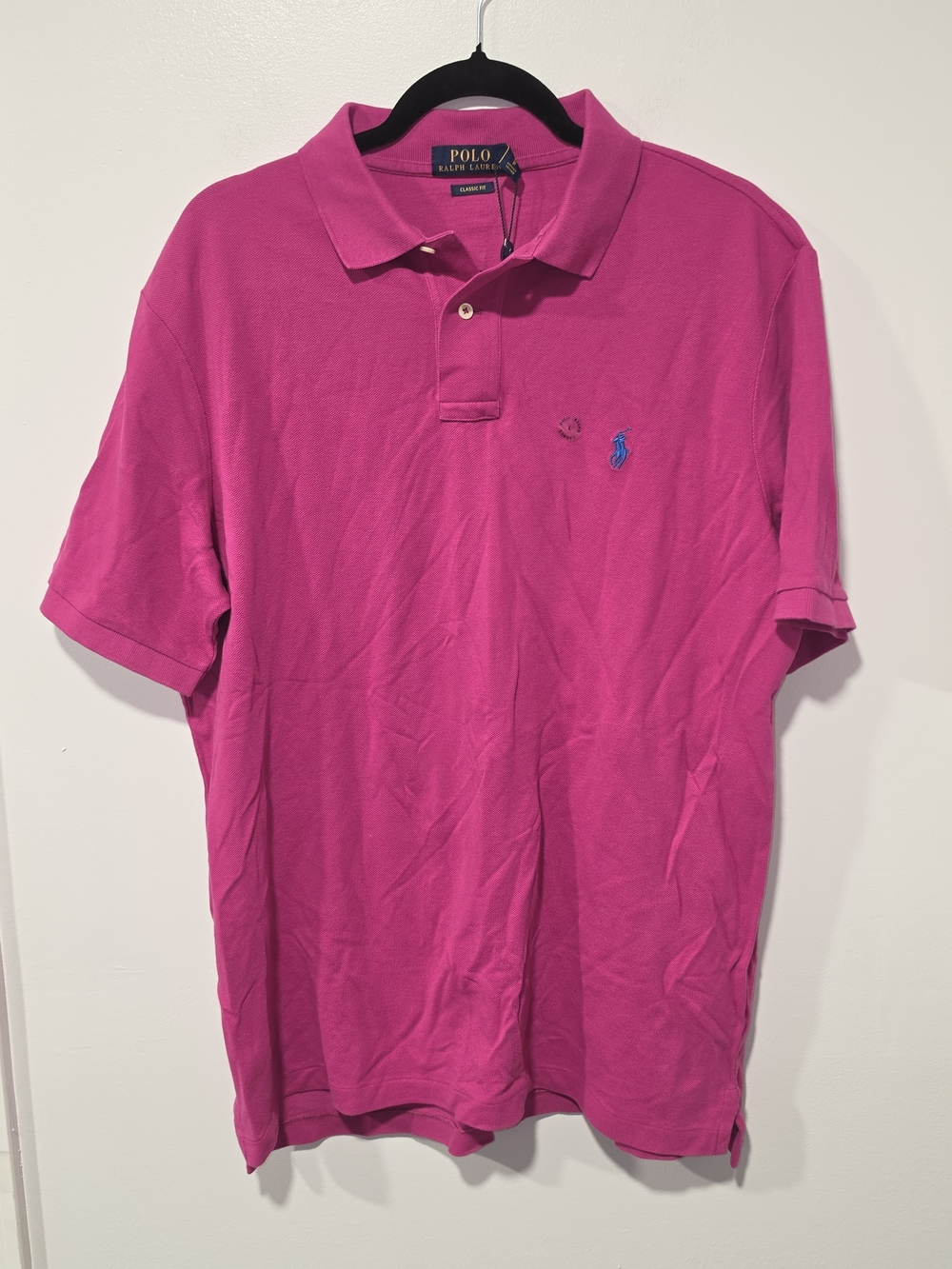 NWT Polo by Ralph Lauren Classic Fit Dark Pink 100% Cotton Polo Shirt Mens SZ L